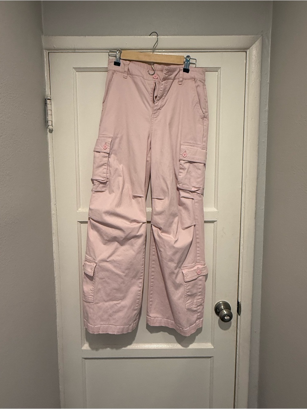 Women’s Pink Cargo Jeans - Casual Wide Leg
